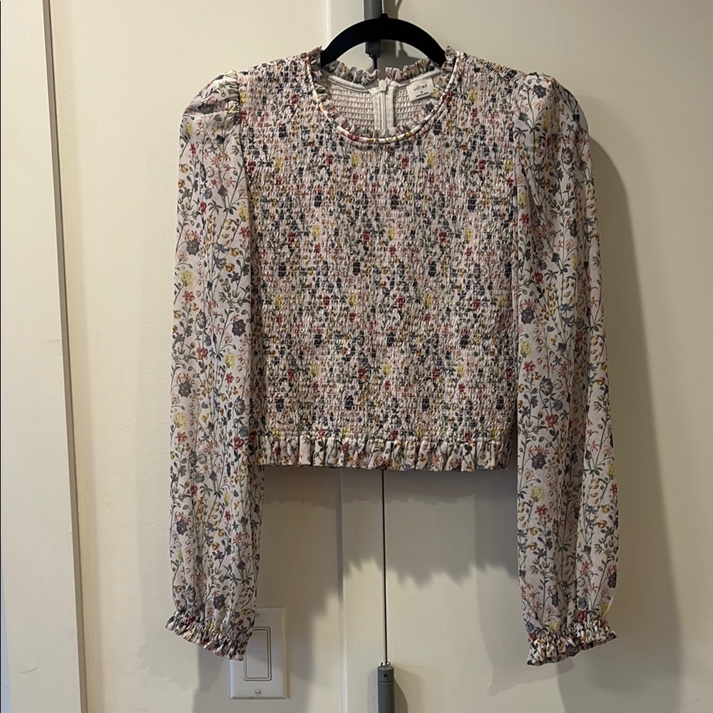 Wilfred Black and White Puff Sleeve Crop Blouse